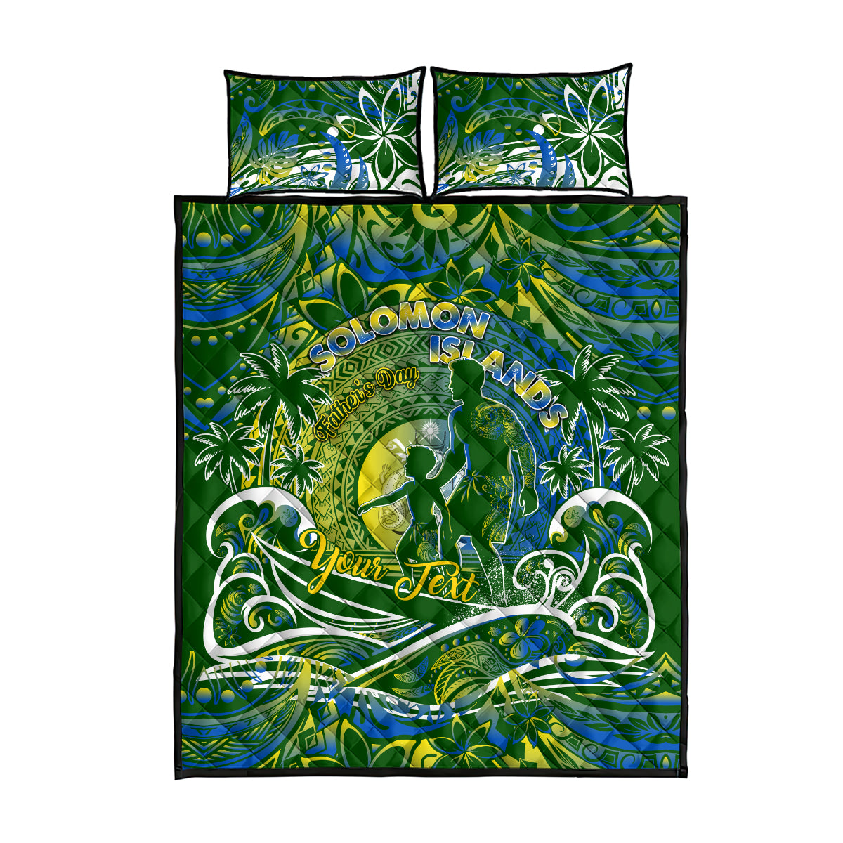 Father's Day Solomon Islands Quilt Bed Set Special Dad Polynesia Paradise