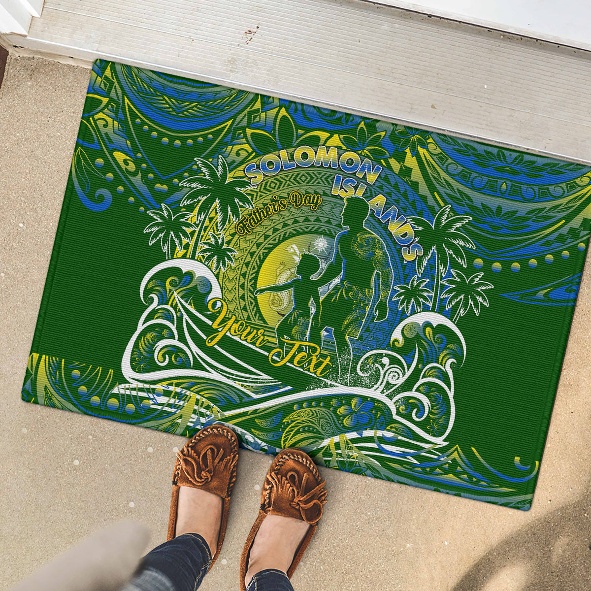 Father's Day Solomon Islands Rubber Doormat Special Dad Polynesia Paradise
