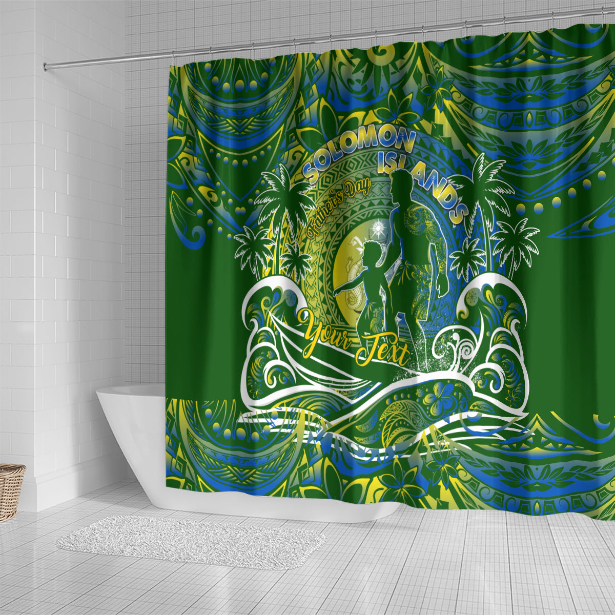 Father's Day Solomon Islands Shower Curtain Special Dad Polynesia Paradise