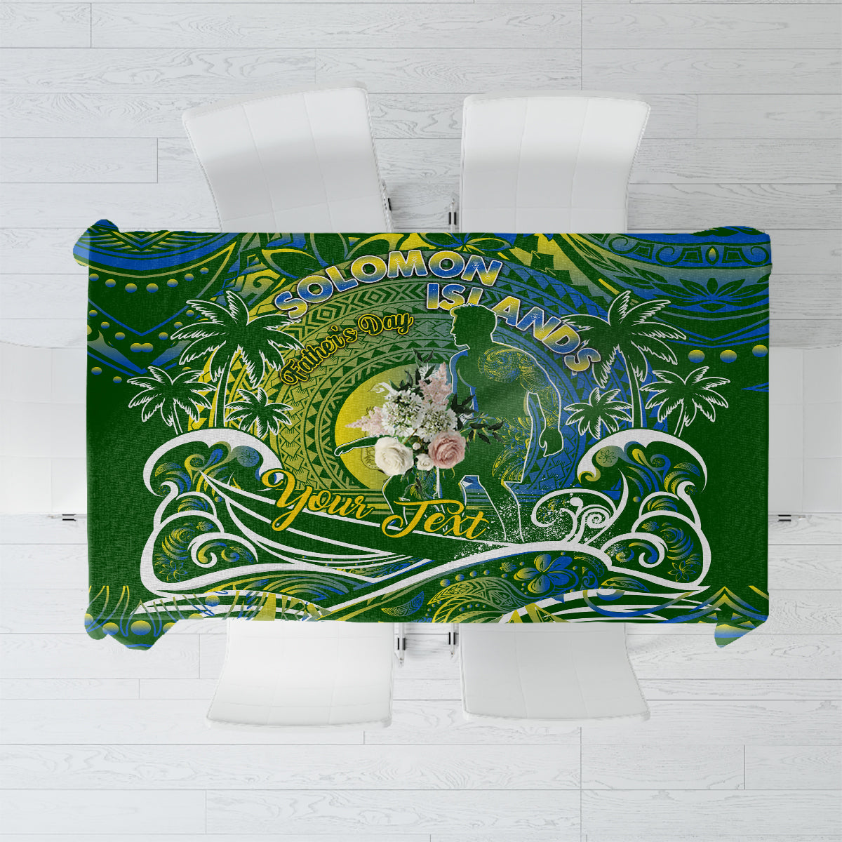 Father's Day Solomon Islands Tablecloth Special Dad Polynesia Paradise DT02 Green - Polynesian Pride