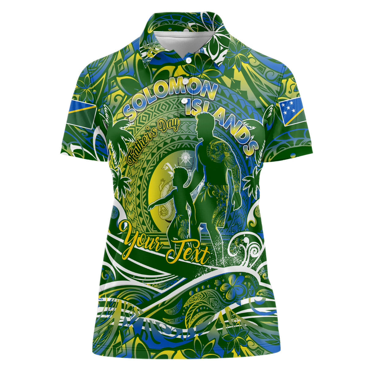 Father's Day Solomon Islands Women Polo Shirt Special Dad Polynesia Paradise