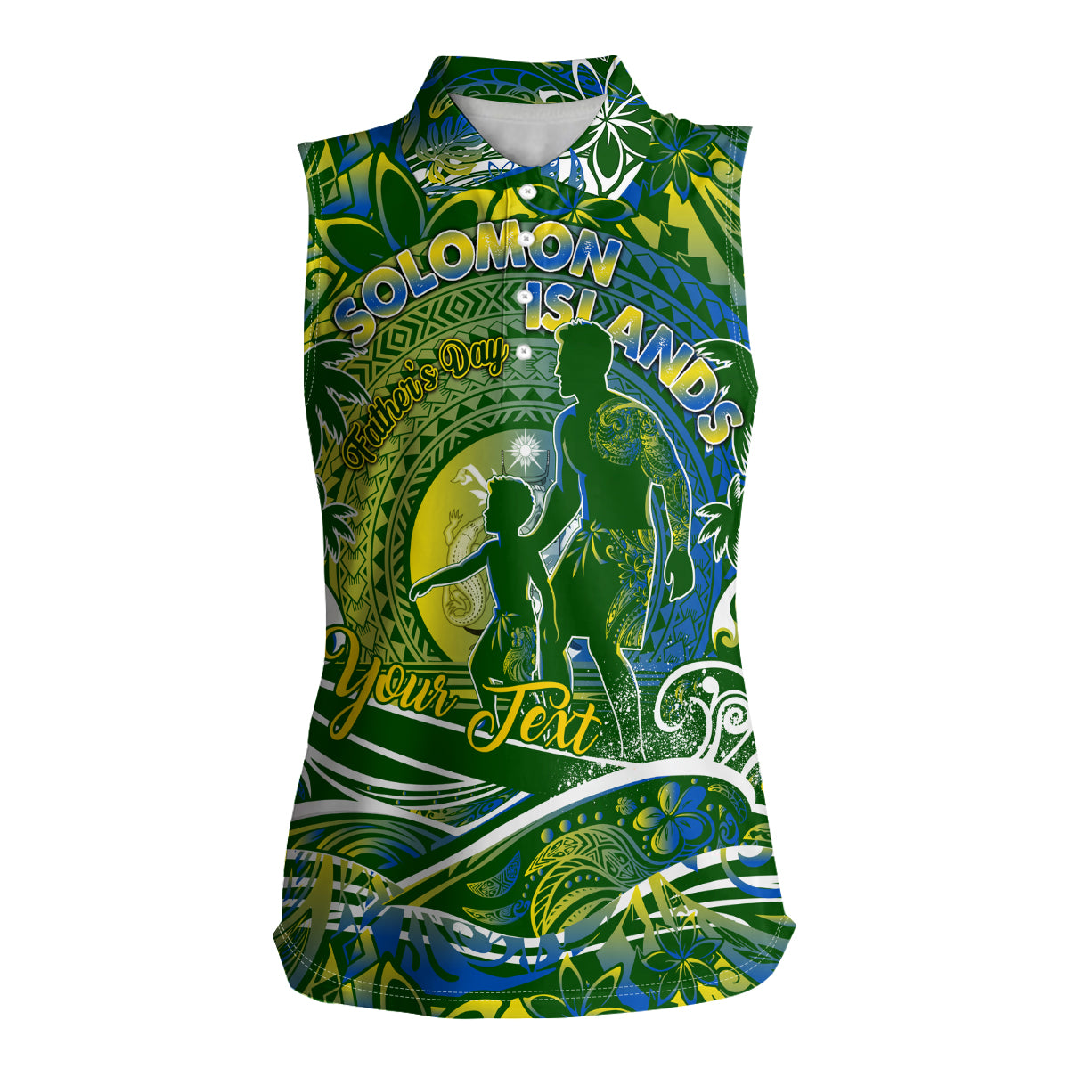Father's Day Solomon Islands Women Sleeveless Polo Shirt Special Dad Polynesia Paradise