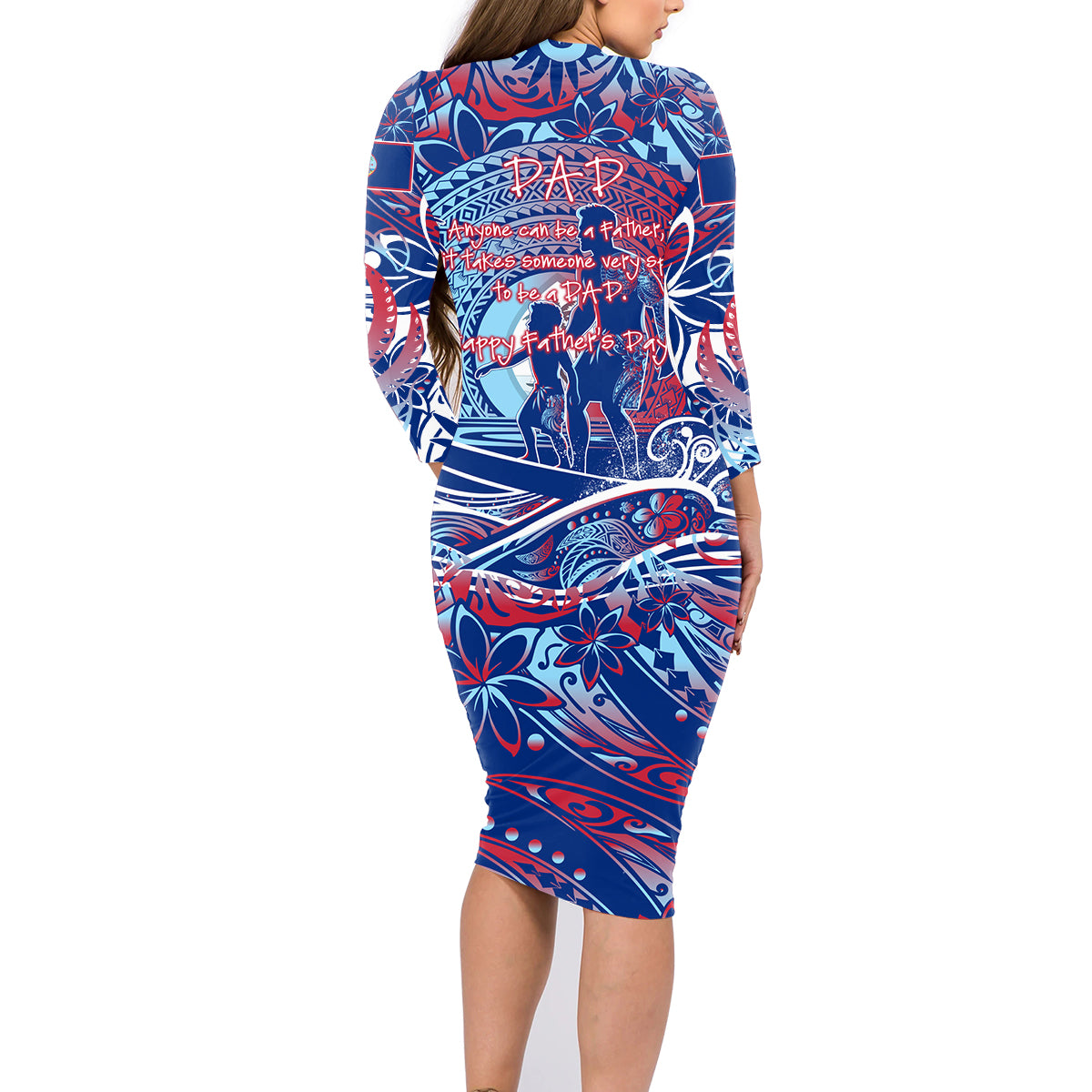 Father's Day Guam Family Matching Long Sleeve Bodycon Dress and Hawaiian Shirt Special Dad Polynesia Paradise