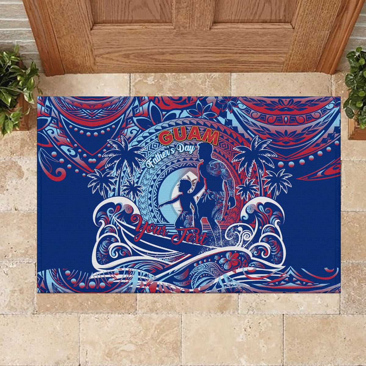 Father's Day Guam Rubber Doormat Special Dad Polynesia Paradise