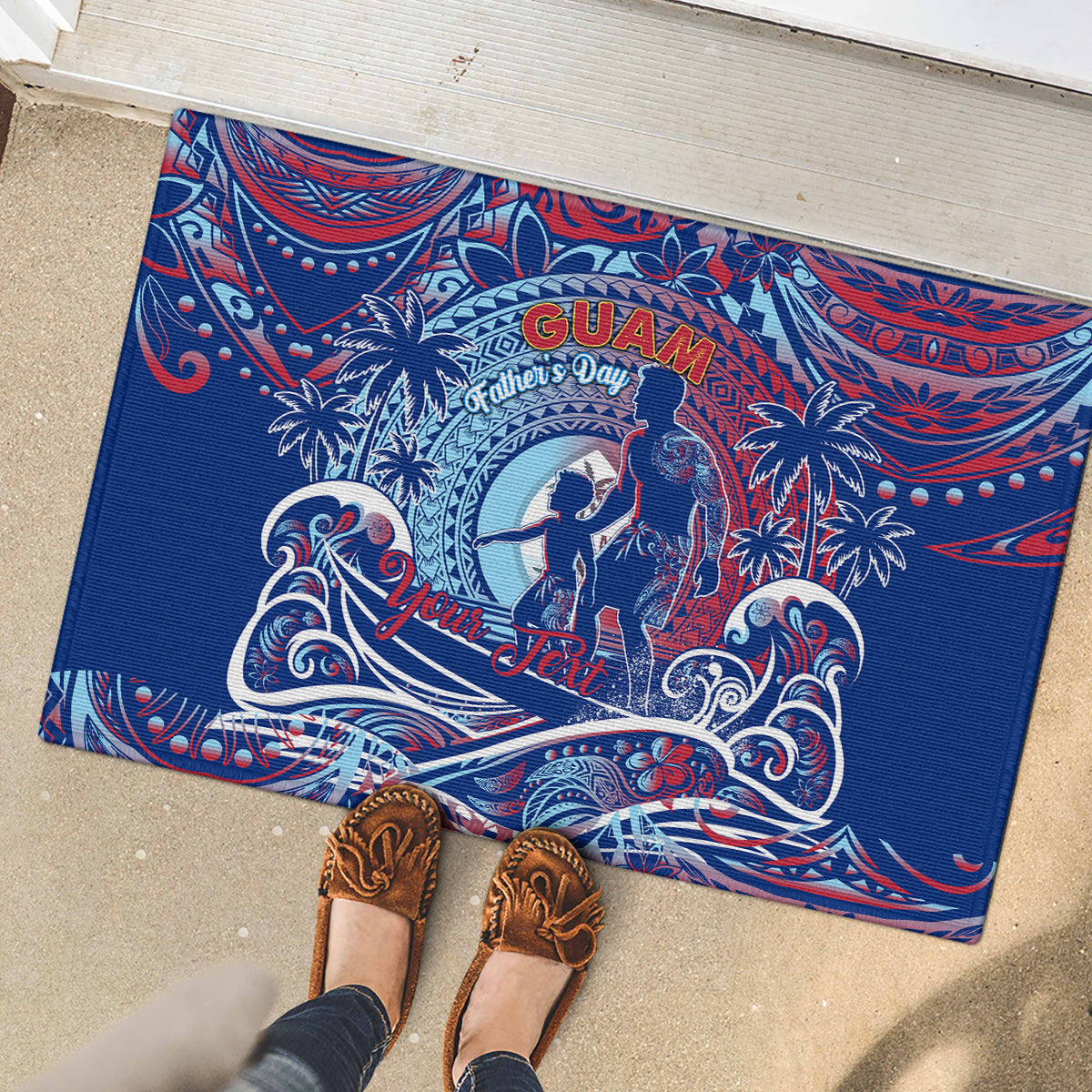 Father's Day Guam Rubber Doormat Special Dad Polynesia Paradise