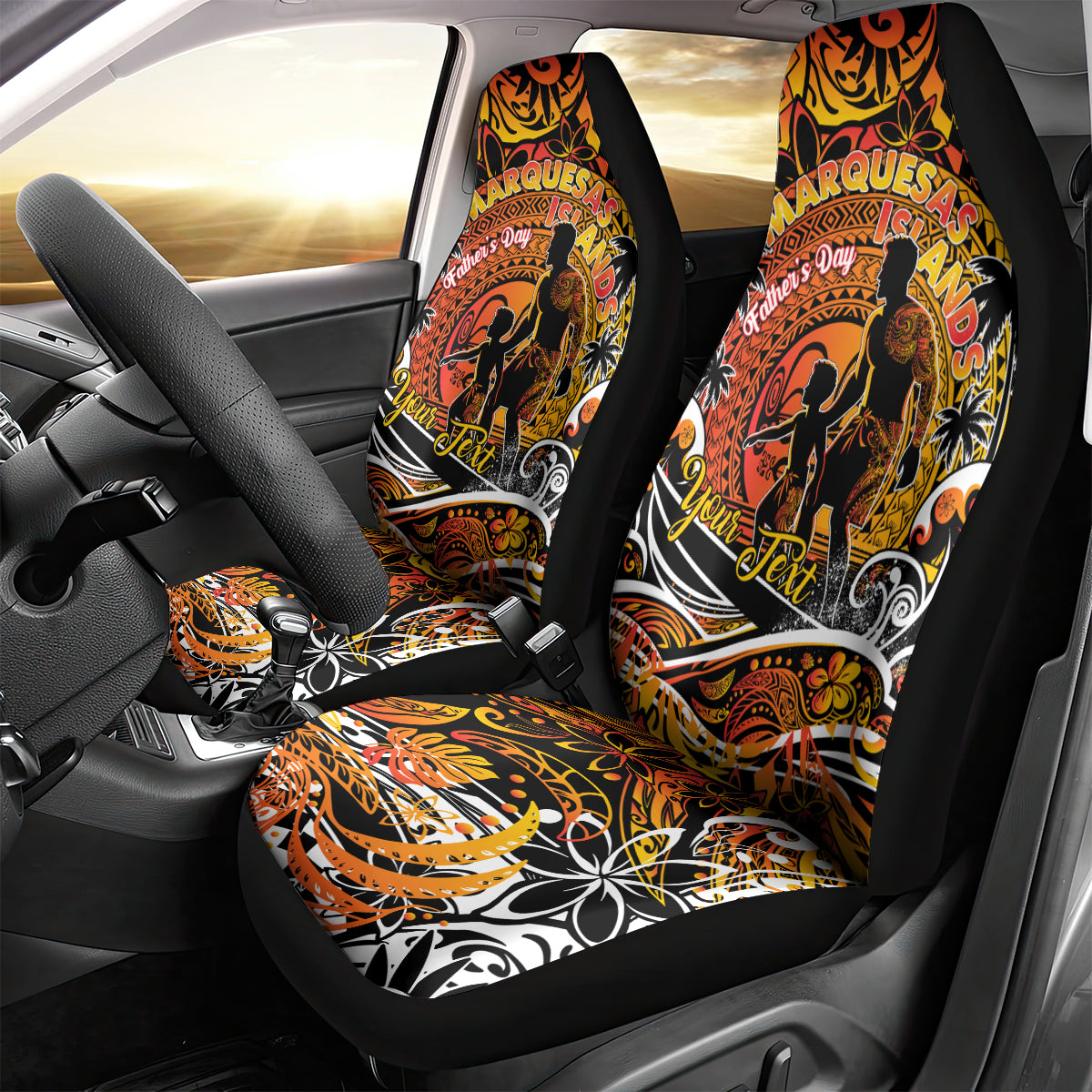 Father's Day Marquesas Islands Car Seat Cover Special Dad Polynesia Paradise