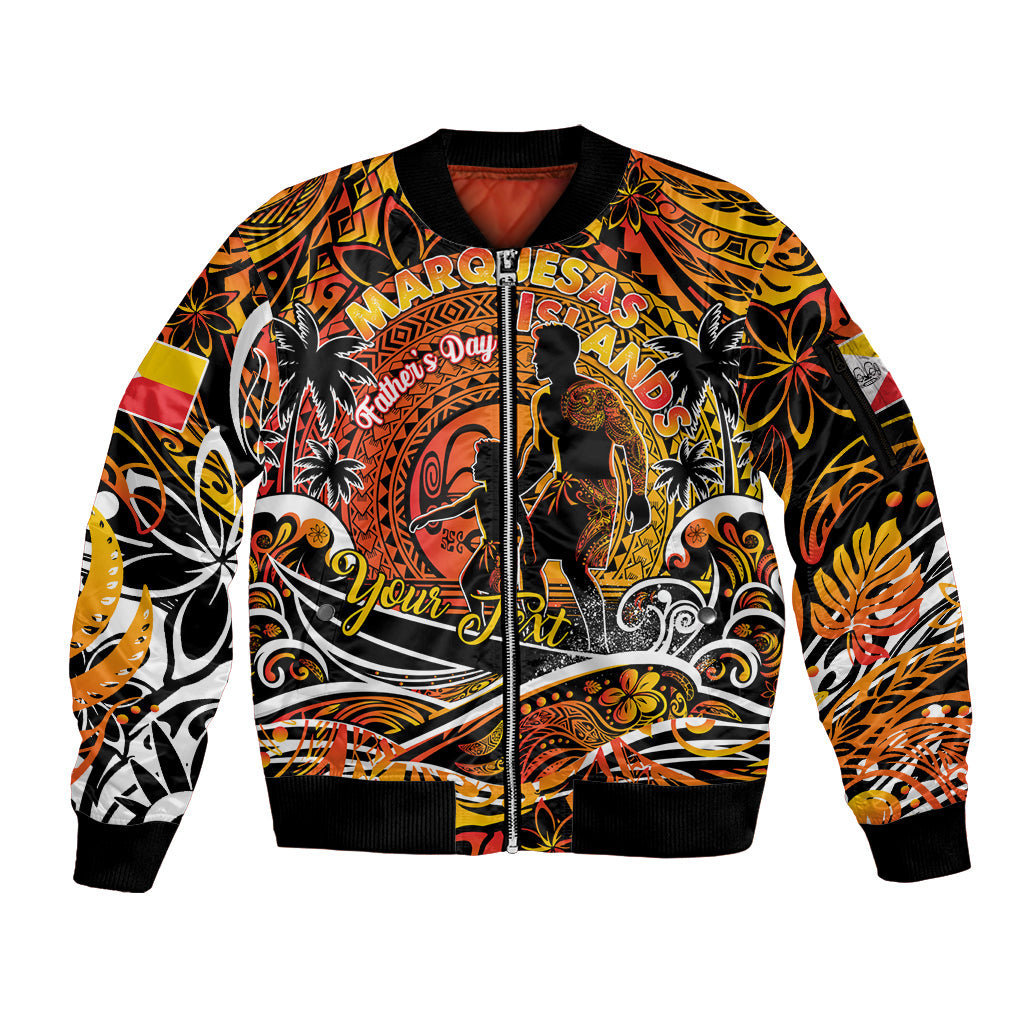 Father's Day Marquesas Islands Sleeve Zip Bomber Jacket Special Dad Polynesia Paradise