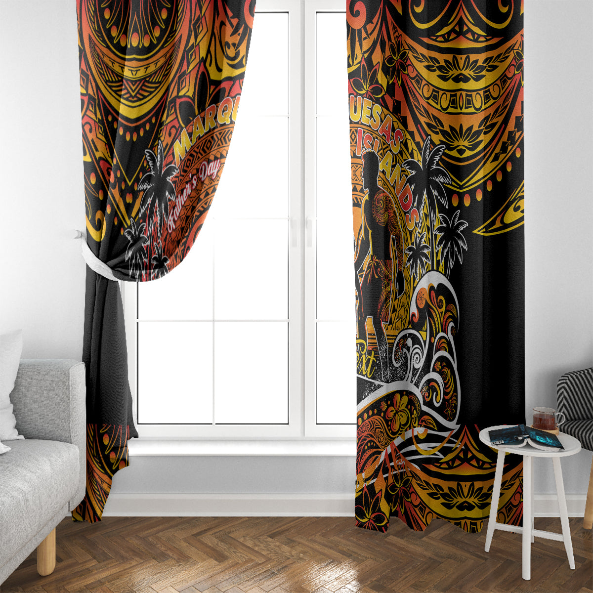 Father's Day Marquesas Islands Window Curtain Special Dad Polynesia Paradise