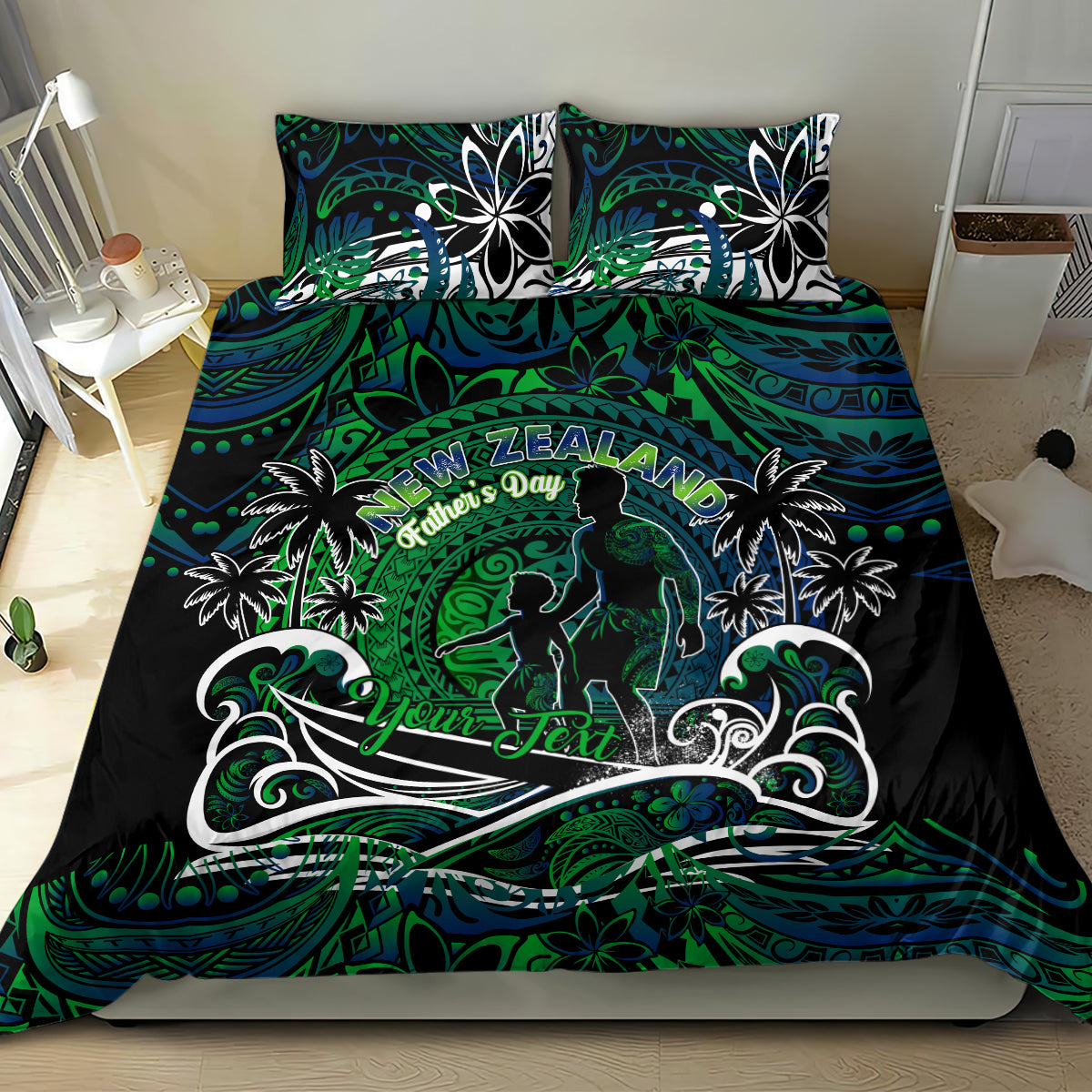 Father's Day New Zealand Bedding Set Special Dad Polynesia Paradise