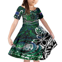 Father's Day New Zealand Family Matching Mermaid Dress and Hawaiian Shirt Special Dad Polynesia Paradise DT02 Daughter's Dress Green - Polynesian Pride