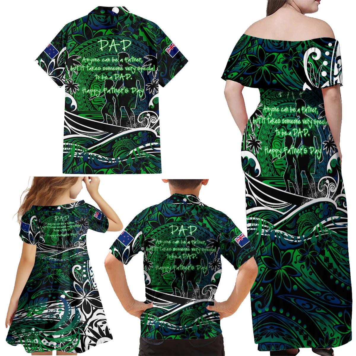 Father's Day New Zealand Family Matching Off Shoulder Maxi Dress and Hawaiian Shirt Special Dad Polynesia Paradise DT02 - Polynesian Pride