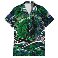 Father's Day New Zealand Family Matching Off Shoulder Maxi Dress and Hawaiian Shirt Special Dad Polynesia Paradise DT02 Dad's Shirt - Short Sleeve Green - Polynesian Pride