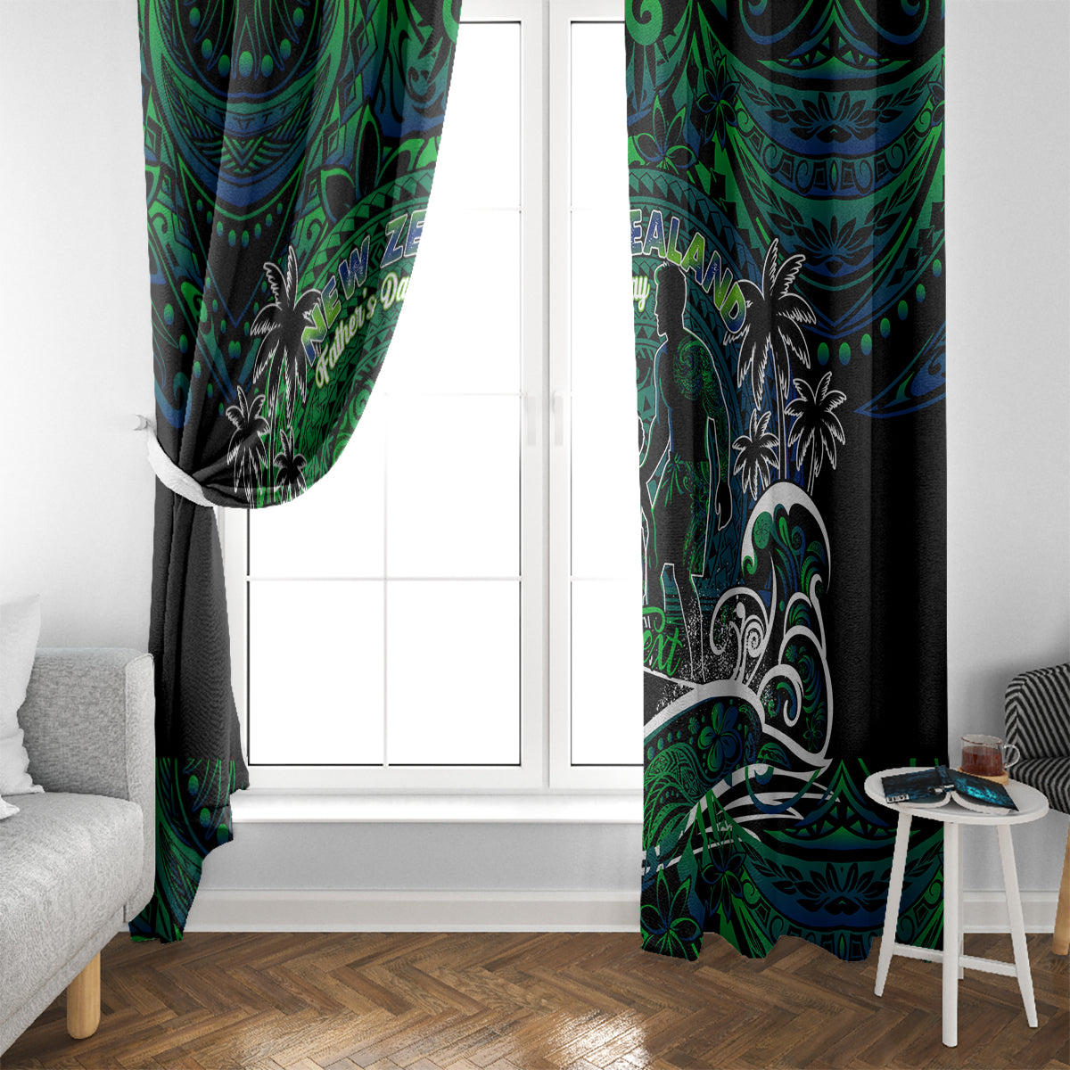 Father's Day New Zealand Window Curtain Special Dad Polynesia Paradise