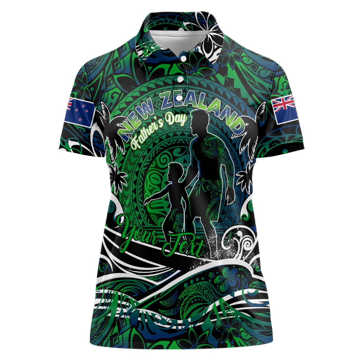 Father's Day New Zealand Women Polo Shirt Special Dad Polynesia Paradise