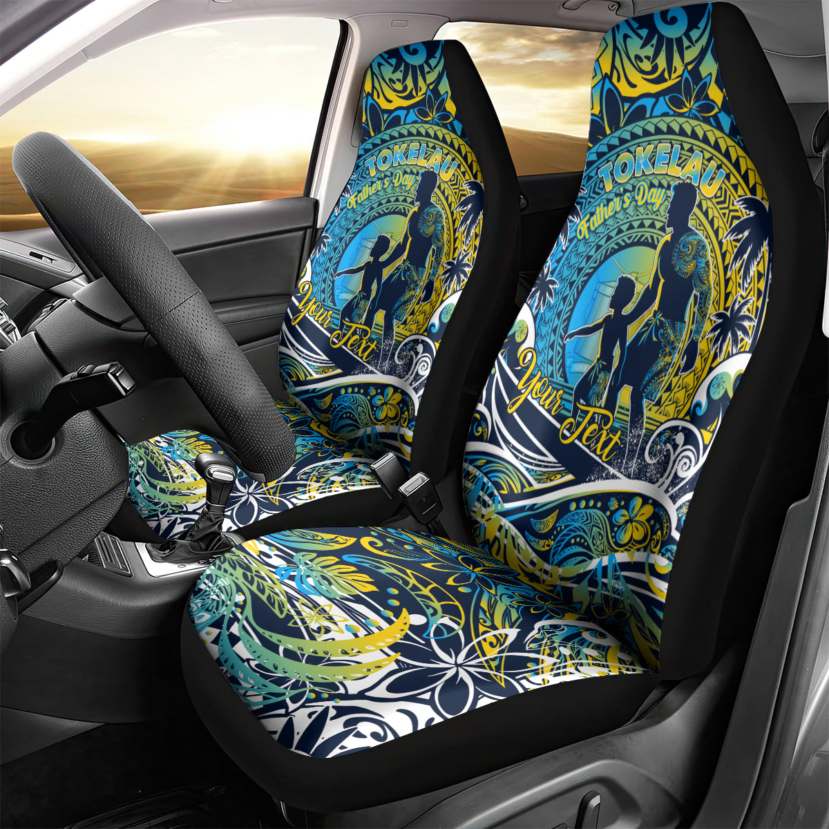 Father's Day Tokelau Car Seat Cover Special Dad Polynesia Paradise