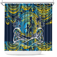 Father's Day Tokelau Shower Curtain Special Dad Polynesia Paradise DT02 Blue - Polynesian Pride