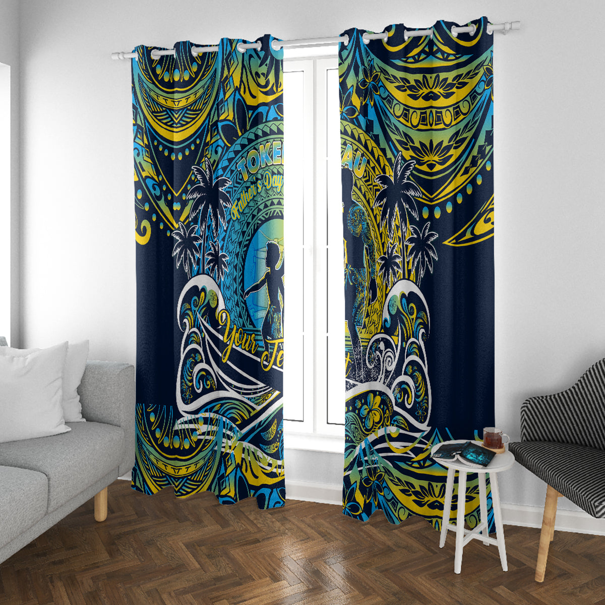 Father's Day Tokelau Window Curtain Special Dad Polynesia Paradise