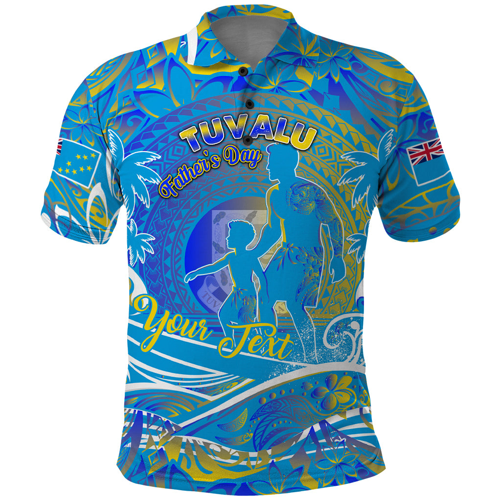 Father's Day Tuvalu Polo Shirt Special Dad Polynesia Paradise DT02 Blue - Polynesian Pride