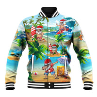 Guam Christmas Baseball Jacket Santa Claus Beach and Wave DT02 Unisex Art - Polynesian Pride