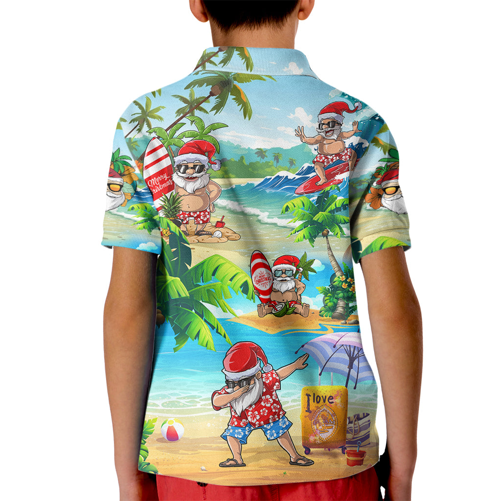 Guam Christmas Kid Polo Shirt Santa Claus Beach and Wave DT02 - Polynesian Pride