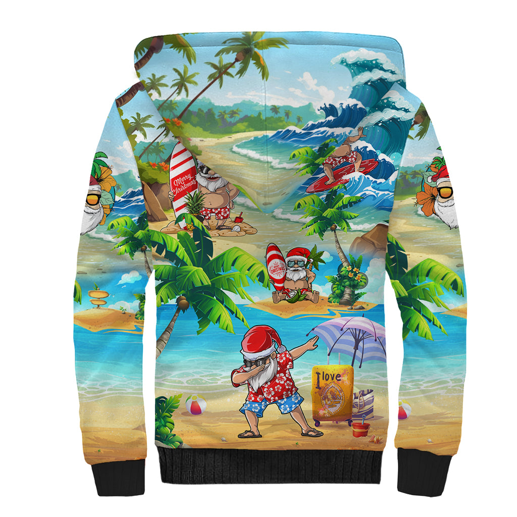 Guam Christmas Sherpa Hoodie Santa Claus Beach and Wave DT02 - Polynesian Pride