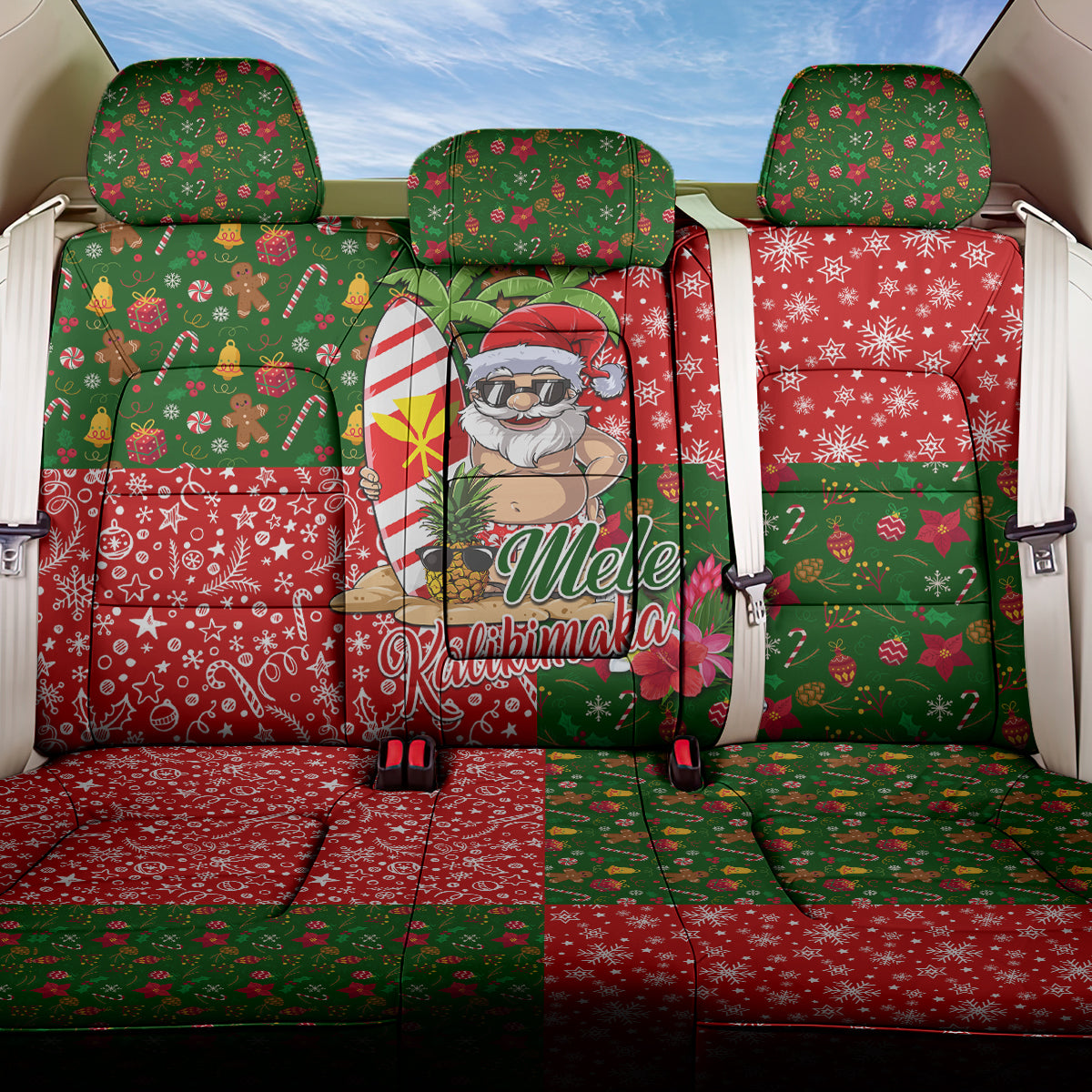 Hawaii Christmas Back Car Seat Cover Mele Kalikimaka Kanaka Maoli