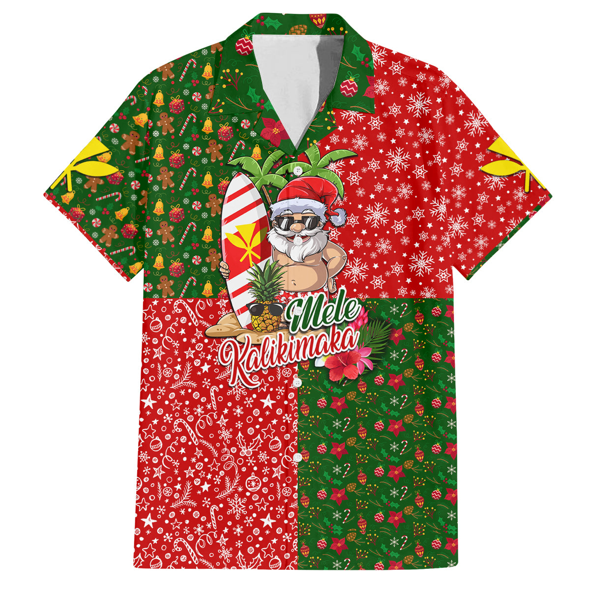 Hawaii Christmas Family Matching Off Shoulder Long Sleeve Dress and Hawaiian Shirt Mele Kalikimaka Kanaka Maoli DT02 Dad's Shirt - Short Sleeve Art - Polynesian Pride