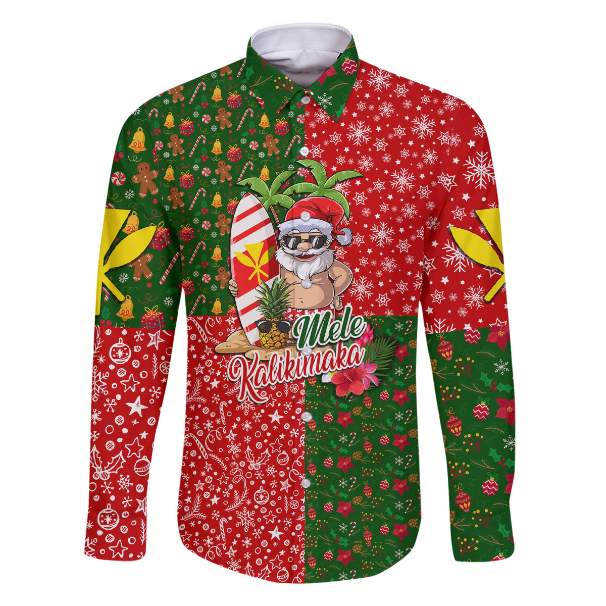 Hawaii Christmas Family Matching Summer Maxi Dress and Hawaiian Shirt Mele Kalikimaka Kanaka Maoli DT02 Dad's Shirt - Long Sleeve Art - Polynesian Pride