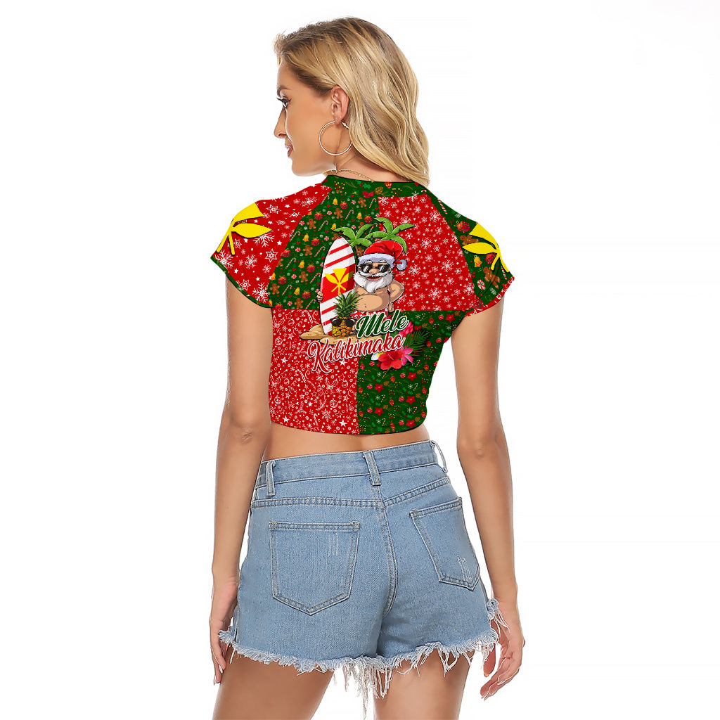 Hawaii Christmas Raglan Cropped T Shirt Mele Kalikimaka Kanaka Maoli DT02 - Polynesian Pride