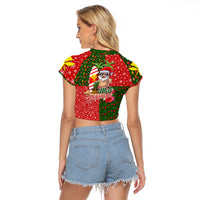Hawaii Christmas Raglan Cropped T Shirt Mele Kalikimaka Kanaka Maoli DT02 - Polynesian Pride