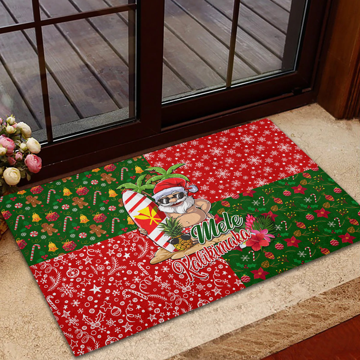Hawaii Christmas Rubber Doormat Mele Kalikimaka Kanaka Maoli DT02 - Polynesian Pride