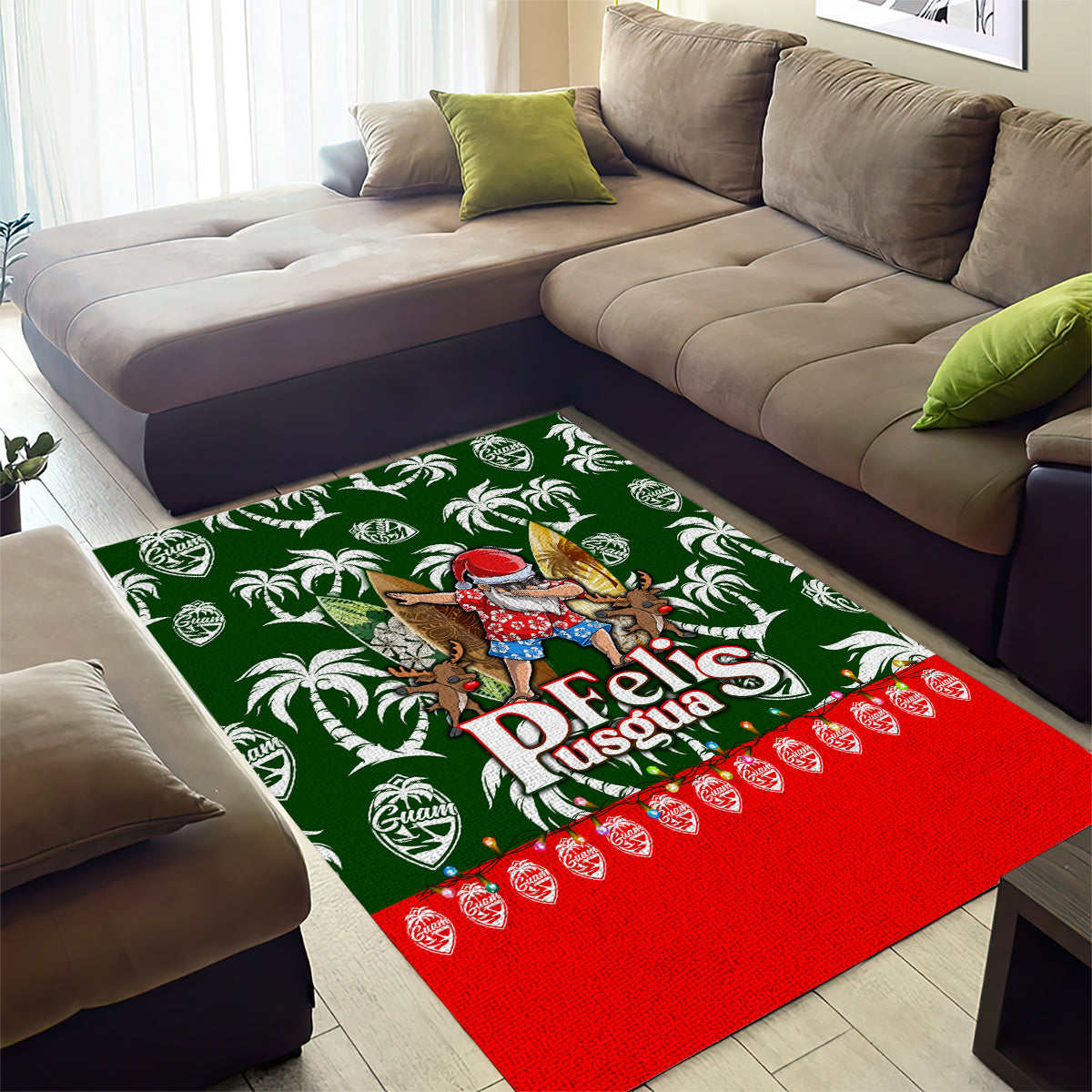 Guam Christmas Area Rug Felis Pusgua Tropical Xmas Patterns DT02 - Polynesian Pride