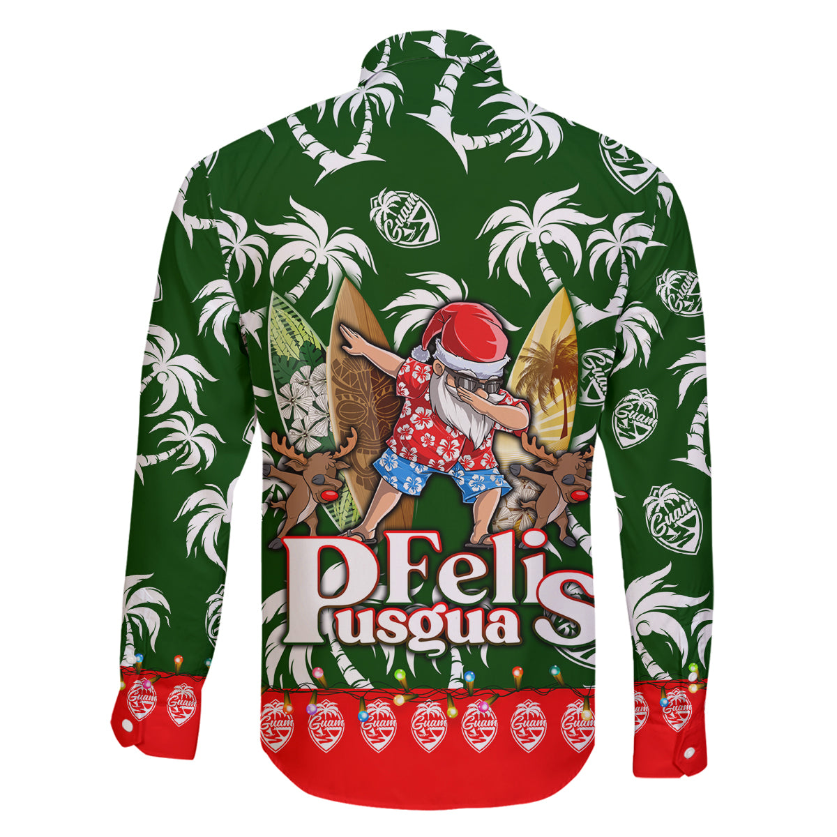 Guam Christmas Family Matching Off Shoulder Short Dress and Hawaiian Shirt Felis Pusgua Tropical Xmas Patterns DT02 - Polynesian Pride
