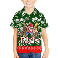 Guam Christmas Family Matching Short Sleeve Bodycon Dress and Hawaiian Shirt Felis Pusgua Tropical Xmas Patterns DT02 Son's Shirt Green - Polynesian Pride