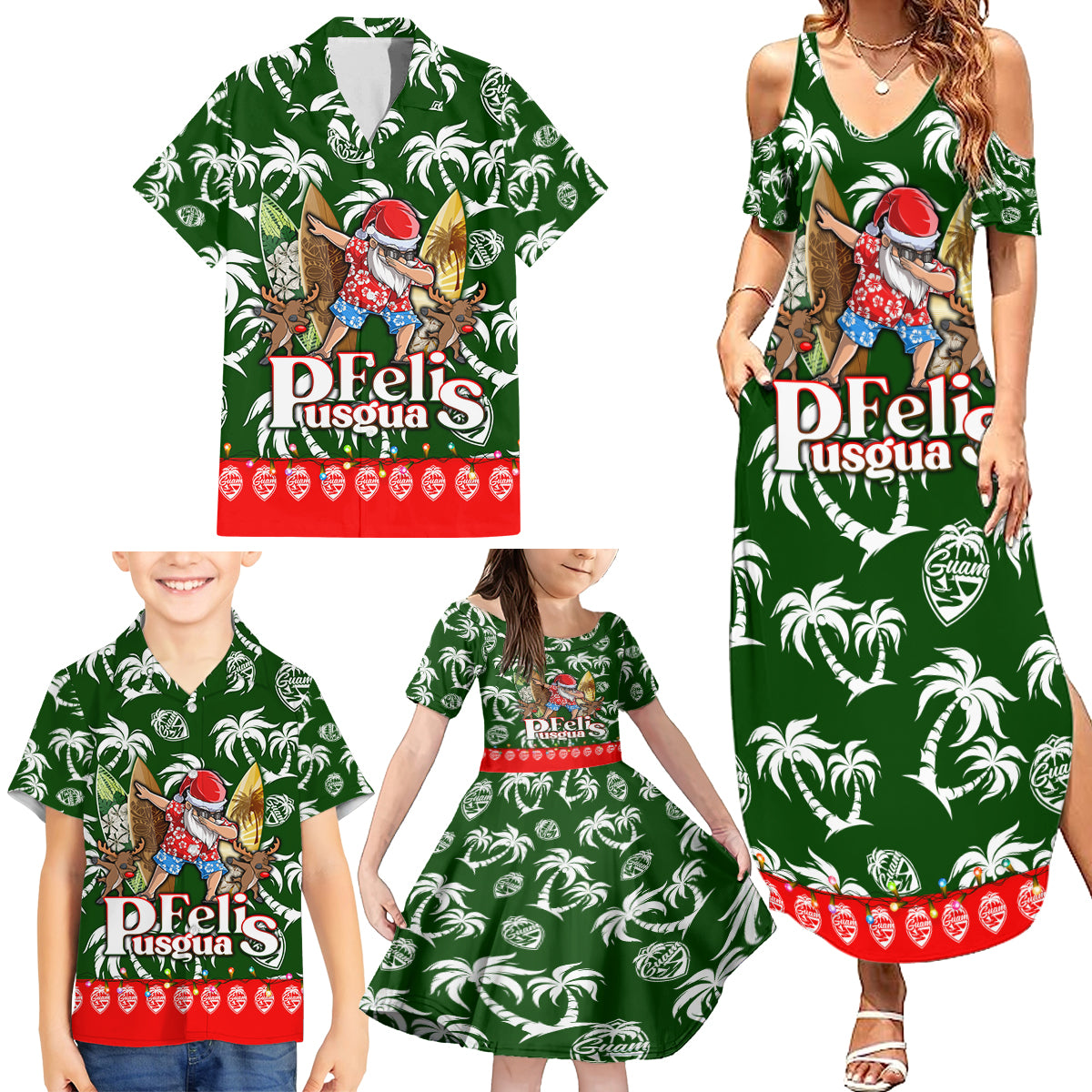 Guam Christmas Family Matching Summer Maxi Dress and Hawaiian Shirt Felis Pusgua Tropical Xmas Patterns DT02 - Polynesian Pride