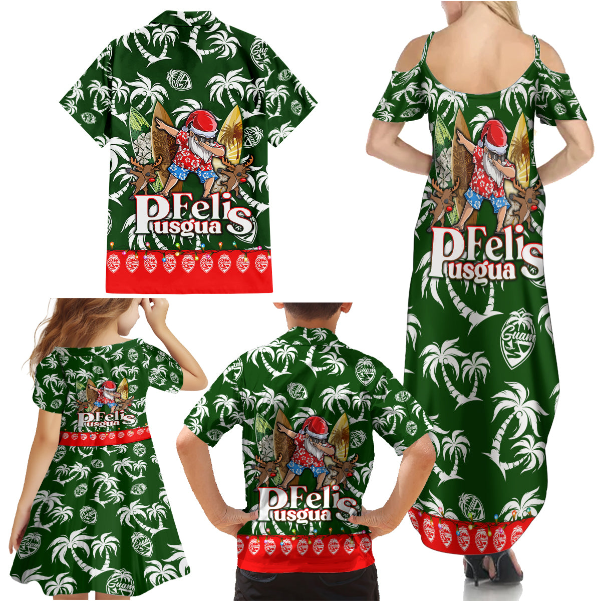 Guam Christmas Family Matching Summer Maxi Dress and Hawaiian Shirt Felis Pusgua Tropical Xmas Patterns DT02 - Polynesian Pride