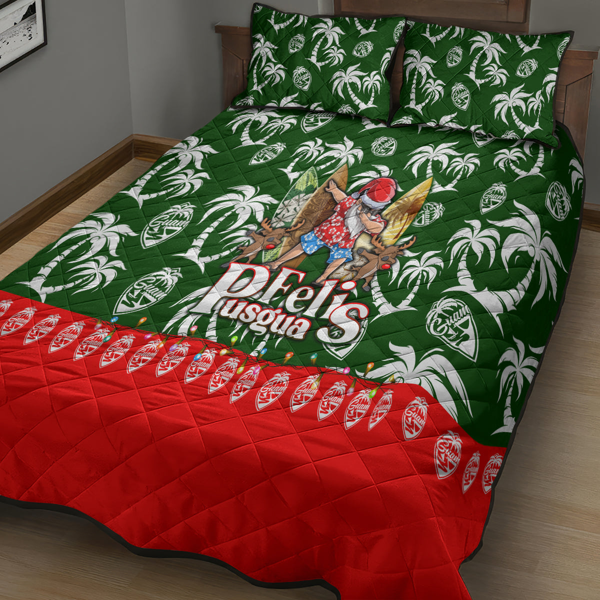 Guam Christmas Quilt Bed Set Felis Pusgua Tropical Xmas Patterns DT02 - Polynesian Pride