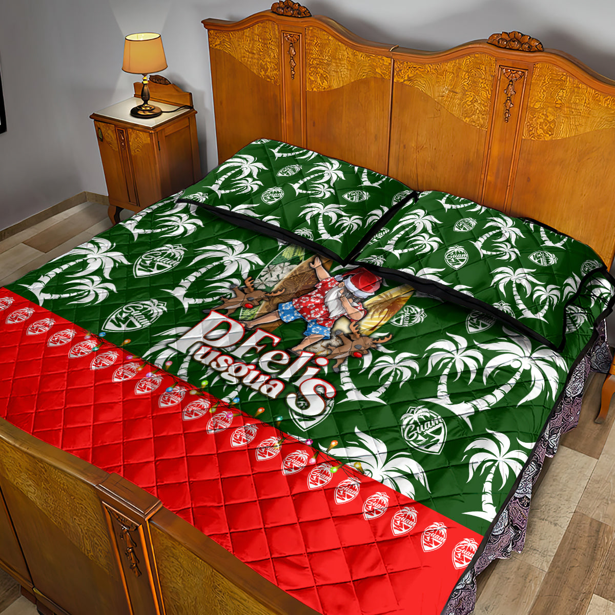 Guam Christmas Quilt Bed Set Felis Pusgua Tropical Xmas Patterns DT02 - Polynesian Pride