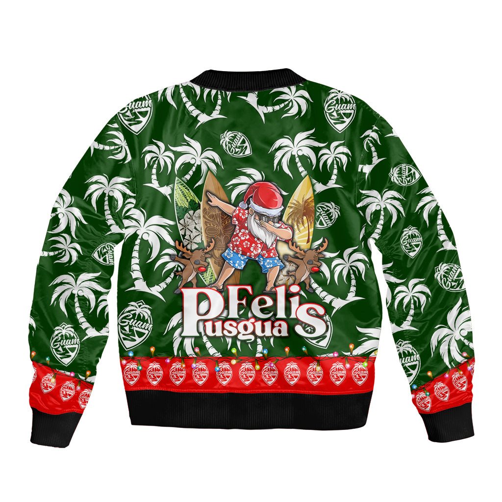Guam Christmas Sleeve Zip Bomber Jacket Felis Pusgua Tropical Xmas Patterns DT02 - Polynesian Pride