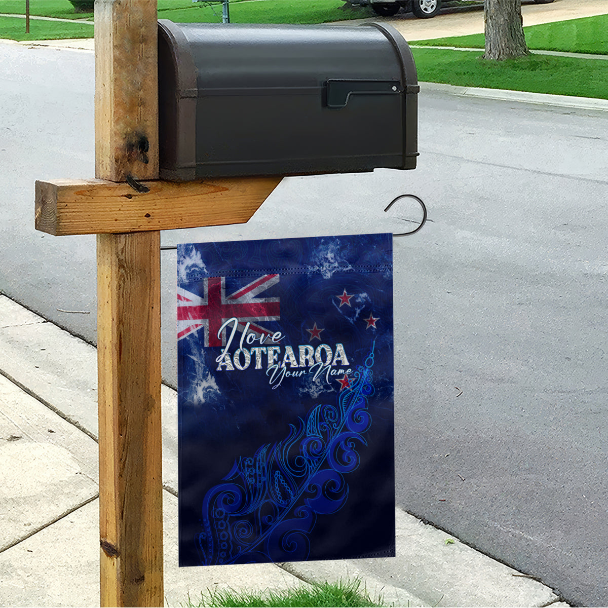 Personalised New Zealand Garden Flag Aotearoa Map Silver Fern DT02 - Polynesian Pride