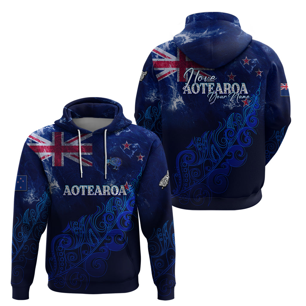 Personalised New Zealand Hoodie Aotearoa Map Silver Fern DT02 - Polynesian Pride