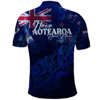 Personalised New Zealand Polo Shirt Aotearoa Map Silver Fern DT02 - Polynesian Pride
