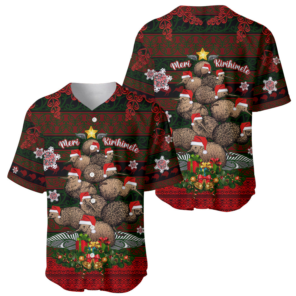 Meri Kirihimete New Zealand Baseball Jersey Christmas Kiwi Maori DT02 - Polynesian Pride