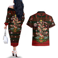 Meri Kirihimete New Zealand Couples Matching Off The Shoulder Long Sleeve Dress and Hawaiian Shirt Christmas Kiwi Maori DT02 - Polynesian Pride