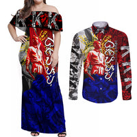 Philippines Bonifacio Day Couples Matching Off Shoulder Maxi Dress and Long Sleeve Button Shirt DT02 Art - Polynesian Pride