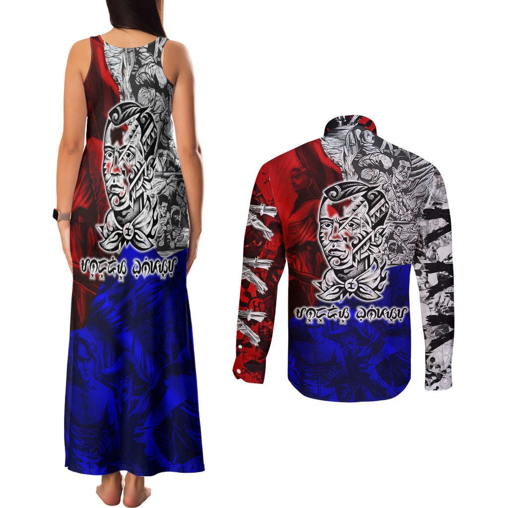 Philippines Bonifacio Day Couples Matching Tank Maxi Dress and Long Sleeve Button Shirt DT02 - Polynesian Pride