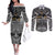 New Zealand Couples Matching Off The Shoulder Long Sleeve Dress and Long Sleeve Button Shirt Rugby Aotearoa Champions DT02 Black - Polynesian Pride