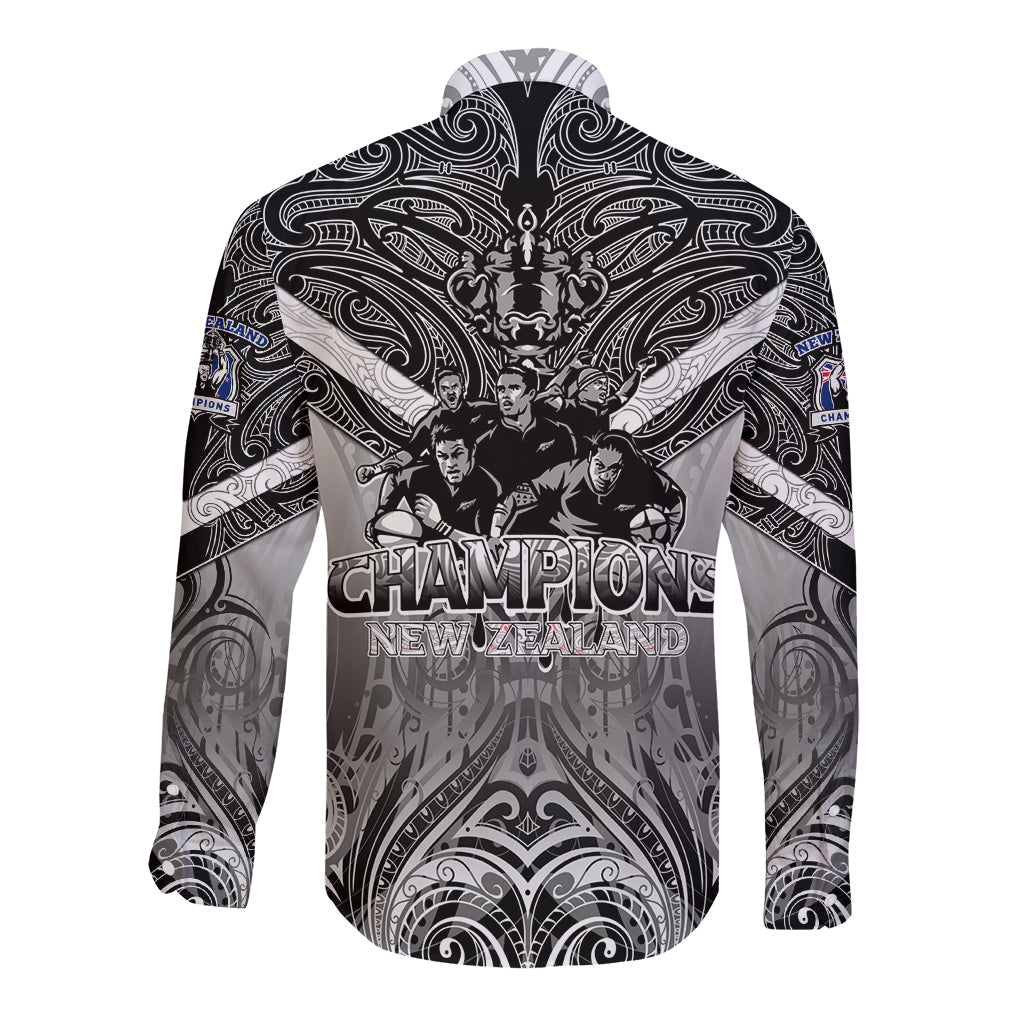 New Zealand Long Sleeve Button Shirt Rugby Aotearoa Champions DT02 - Polynesian Pride