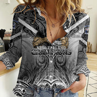 New Zealand Women Casual Shirt Rugby Aotearoa Champions DT02 Female Black - Polynesian Pride