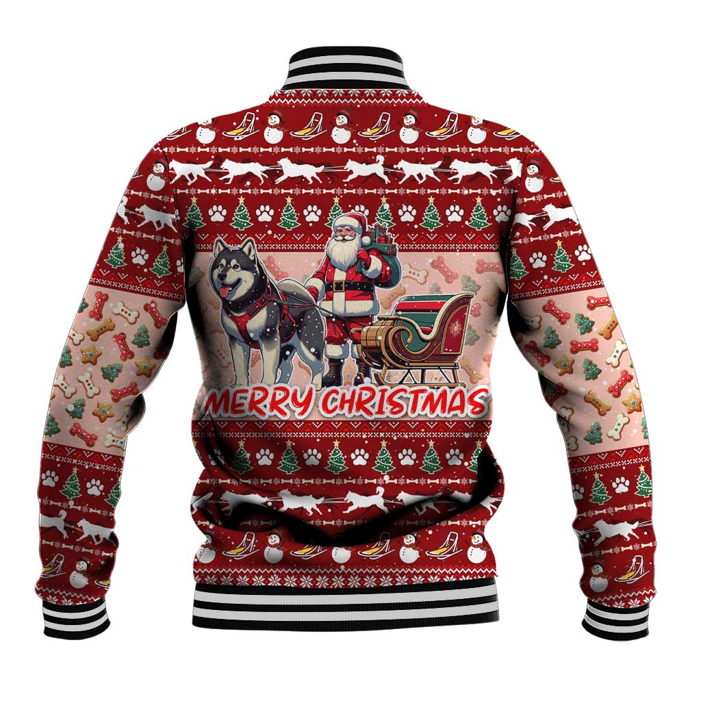 Dog Sled Christmas Baseball Jacket Husky Sleigh Ride Design - Polynesian Pride